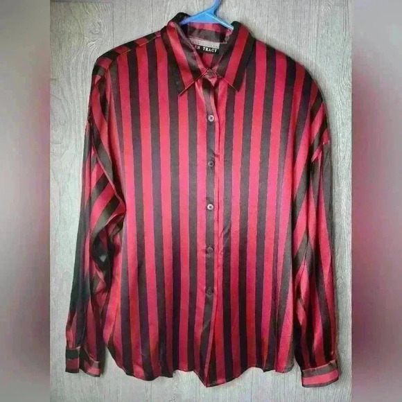 Linda Allard for Ellen Tracy 100% Silk blouse. Button-down, long sleeve, size 12 - Picture 1 of 5